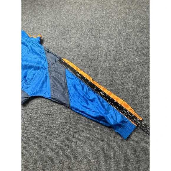 Mens Nike Nylon Windbreaker Blue Orange Snap Pullover 1990s, Size L